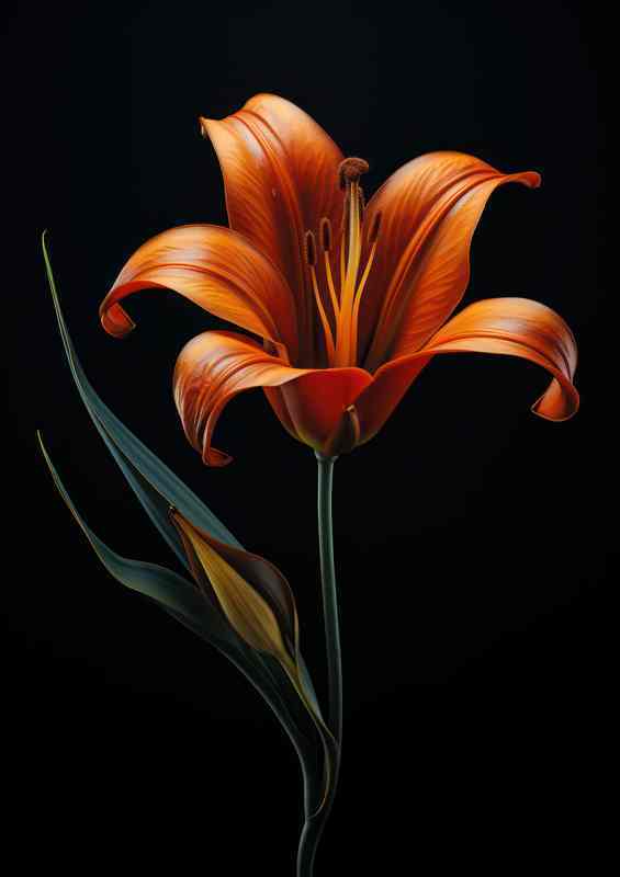 Orange lily with black background | Metal Poster