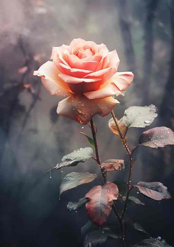 Pink rose in a flower garden | Metal Poster