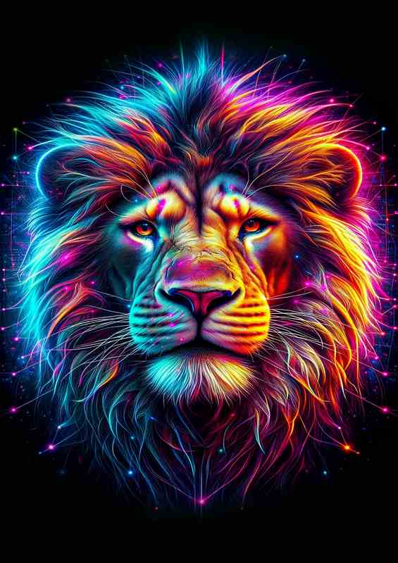 A majestic lions head with a powerful gaze | Metal Poster