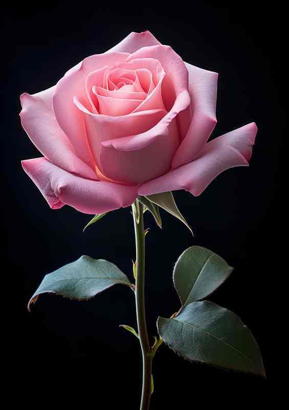Pink single rose and a dark background | Metal Poster