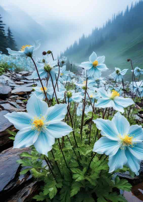 pale blue mountain flowers | Metal Poster