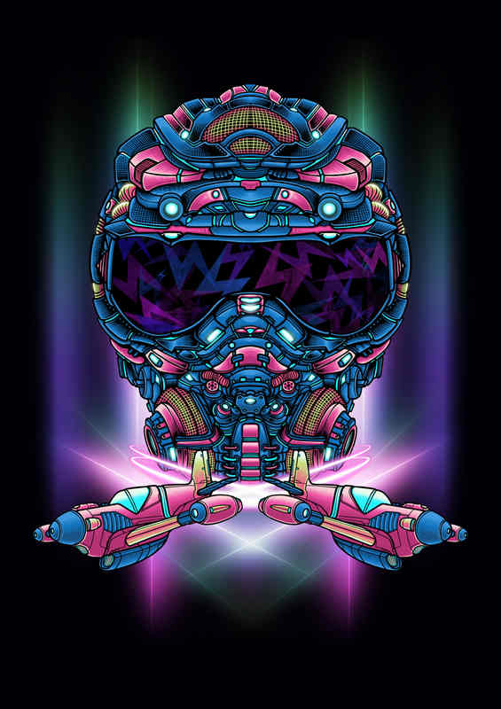 Breathing Space neon style helmet | Metal Poster