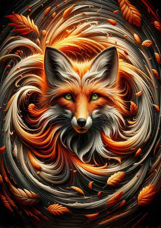 Fox head with fur that swirls like the autumn winds | Metal Poster