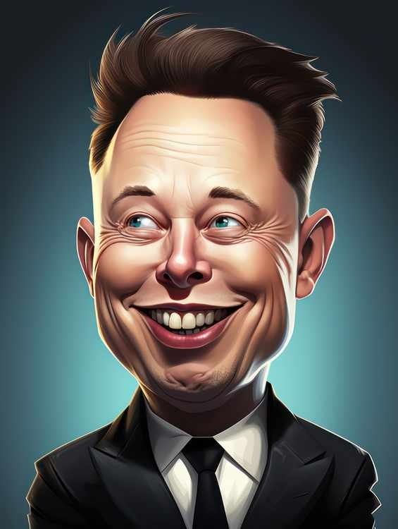 Elon musk cartoon style | Metal Poster