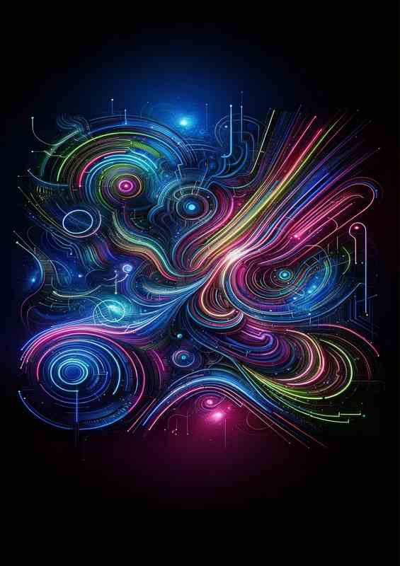 Neon themed painting featuring an abstract | Metal Poster