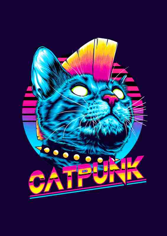 Cat Punk Purple | Metal Poster (45 characters)