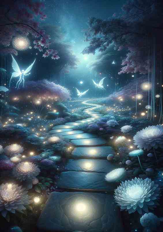 Celestial Garden Serenity soft glow of celestial bodies | Metal Poster
