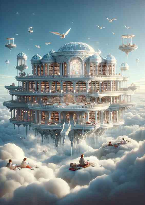 Whimsical Sky Library | Metal Poster