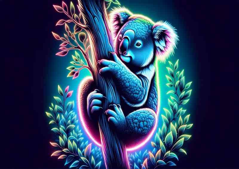 A serene koala clinging to a eucalyptus tree | Metal Poster