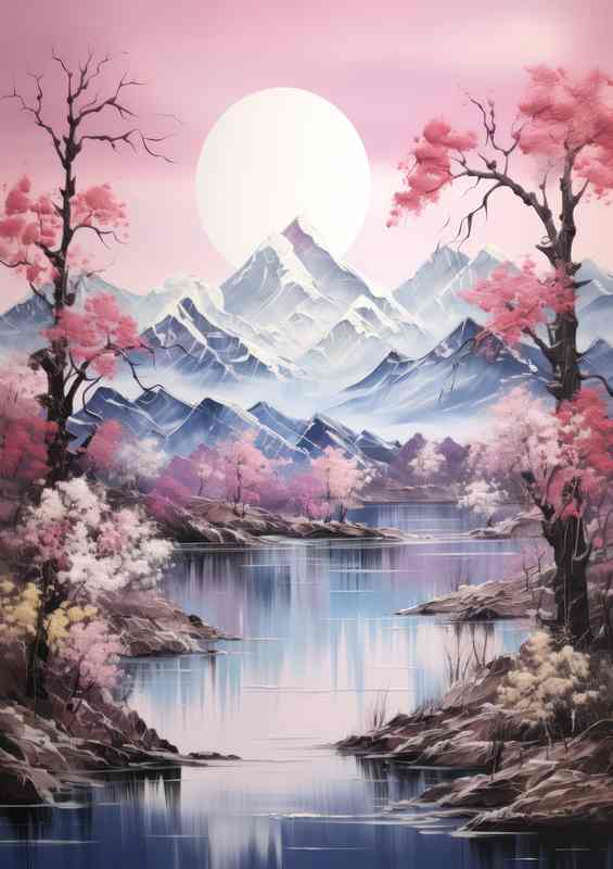 Cherry Blossoms and Crystal Clear Waters Japans Wonders | Metal Poster