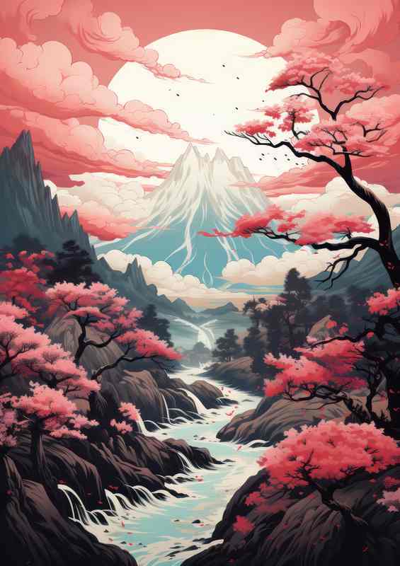 Cherry Trees and Mountain Echoes | Metal Poster