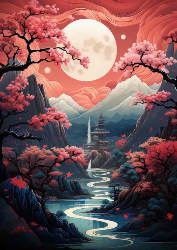 Cherry Trees and Mountain Mysteries in Japan | Metal Poster