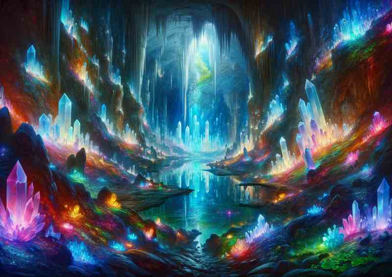 Legendary Crystal Cavern expansive underground | Metal Poster