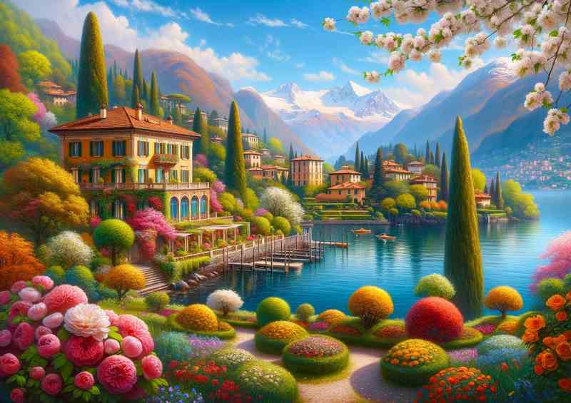 Blossoming Serenity Spring Beauty at Lake Como Italy | Metal Poster