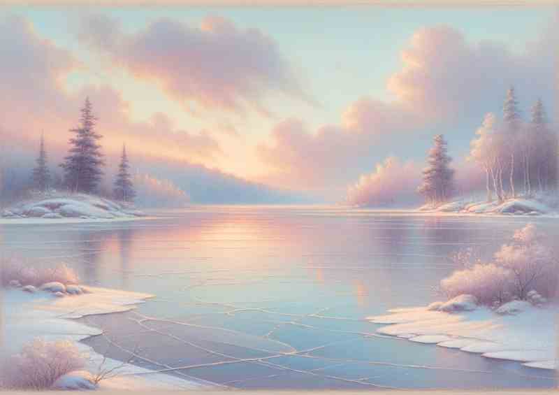 Hushed Hues A Frozen Lake at Sunrise | Metal Poster