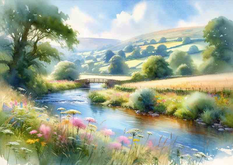 Summers Bliss A Countryside River | Metal Poster