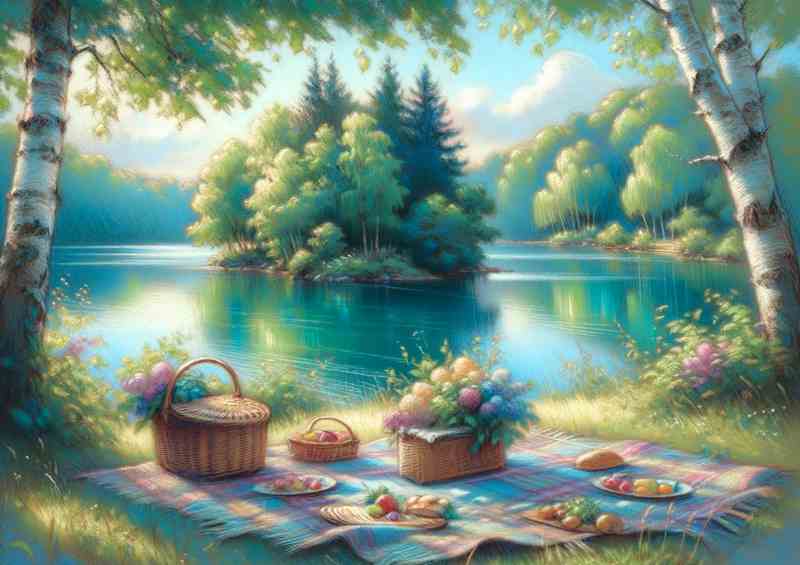 Summers Harmony A Lakeside Picnic | Metal Poster