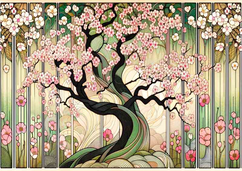 Blossom Symphony_ A Cherry Orchard Art | Metal Poster