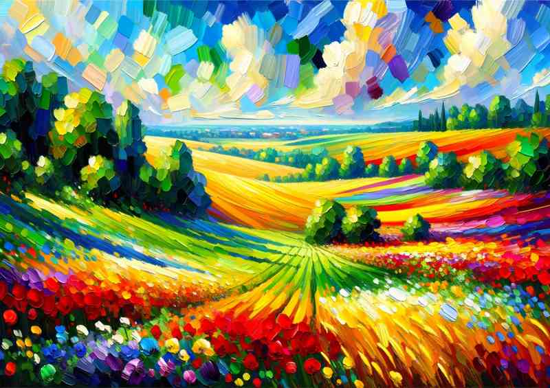 Vivid Summer A Countryside Expressionist Style | Metal Poster