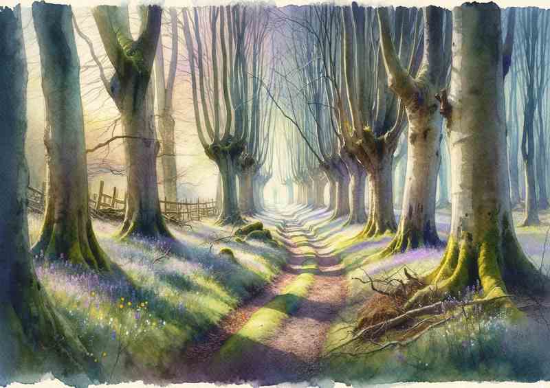 Whisper of Spring An Ancient Forest Path | Metal Poster