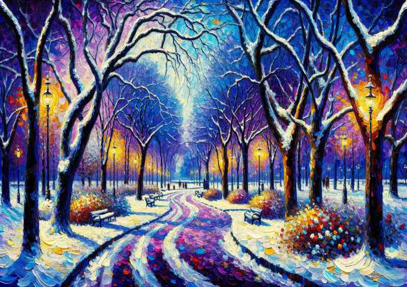 Winters Harmony A Snowy Park Style | Metal Poster
