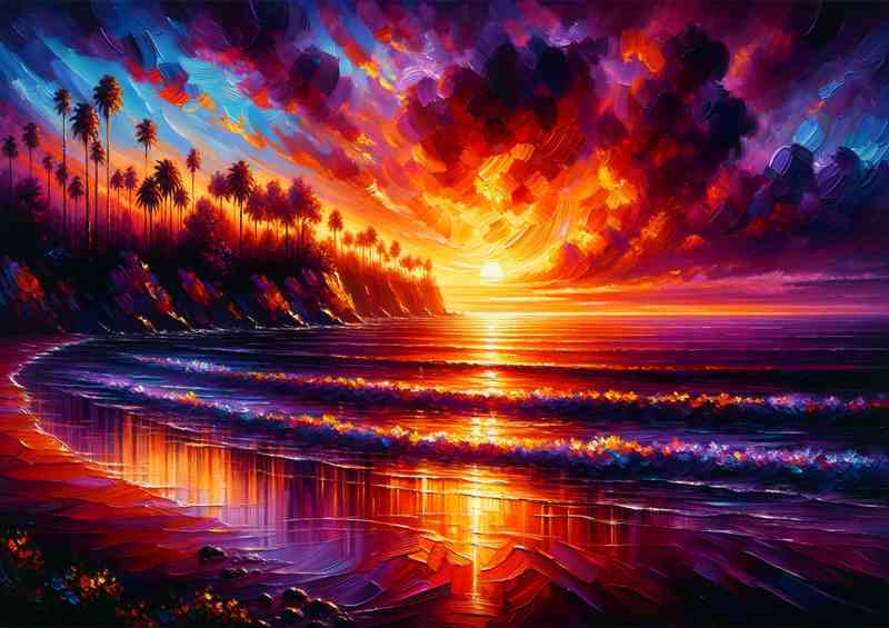 Summers Glow A Coastal Sunset | Metal Poster