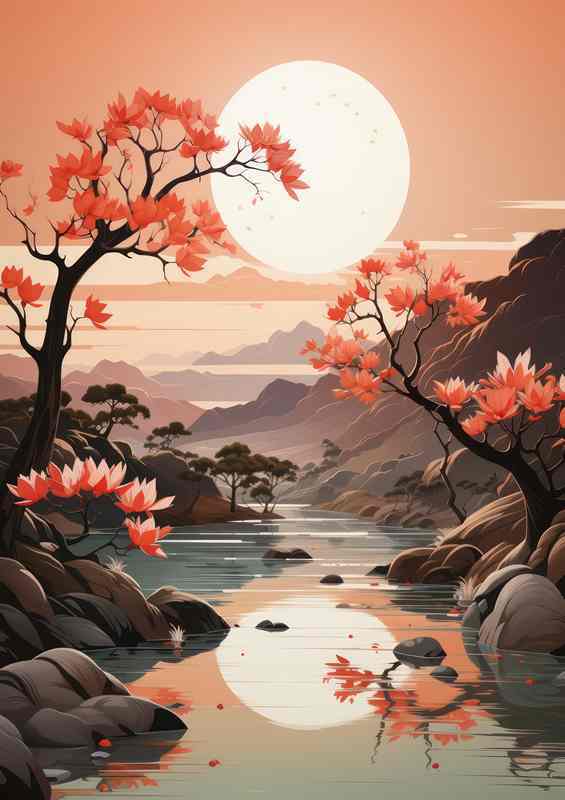 Sakura Symphony Japans Mountains and Waters | Metal Poster