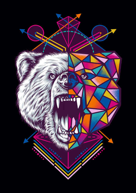 Geometric Bear | Metal Poster