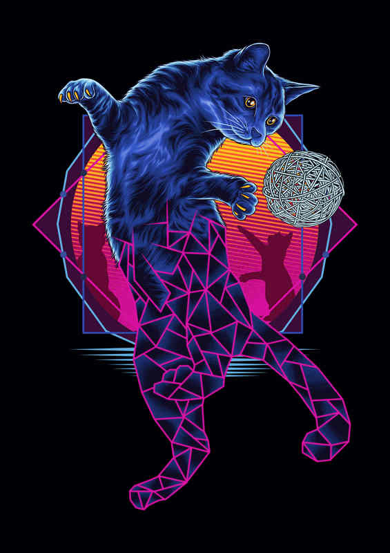 Geometric Cat | Metal Poster