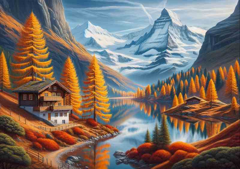 Autumn Day in Swiss Alps | Metal Poster