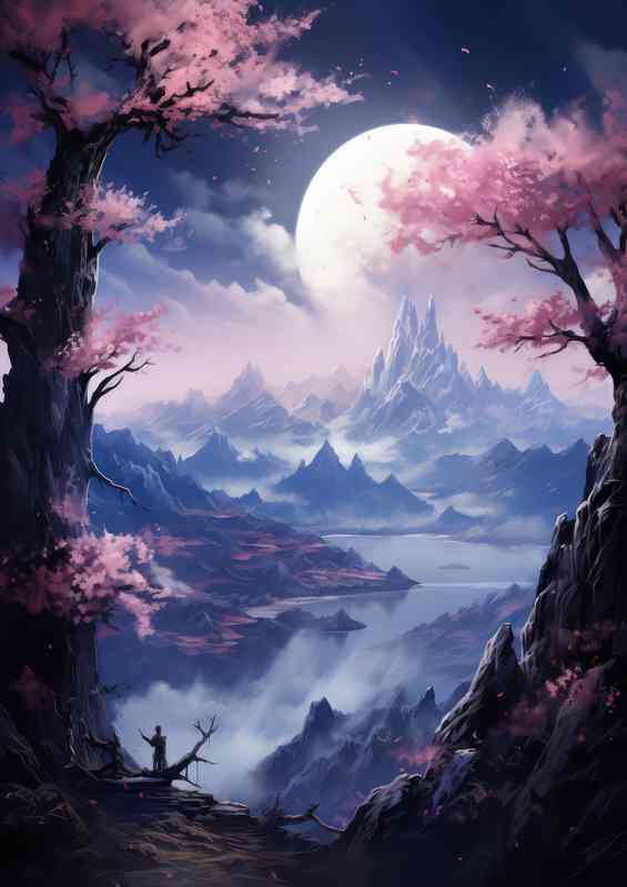 The Radiant Beauty of Japan Sakura Peaks and Waters | Metal Poster