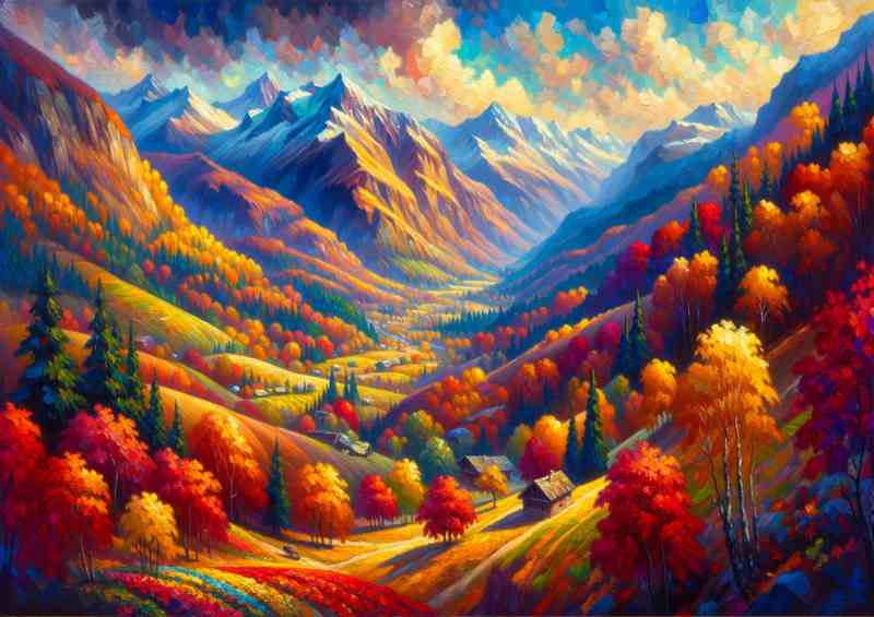 Autumns Palette A Mountain View | Metal Poster