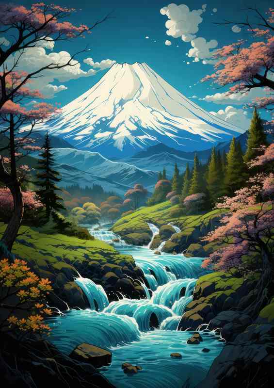 The Serenity of Japanese Mountains and Watersides | Metal Poster