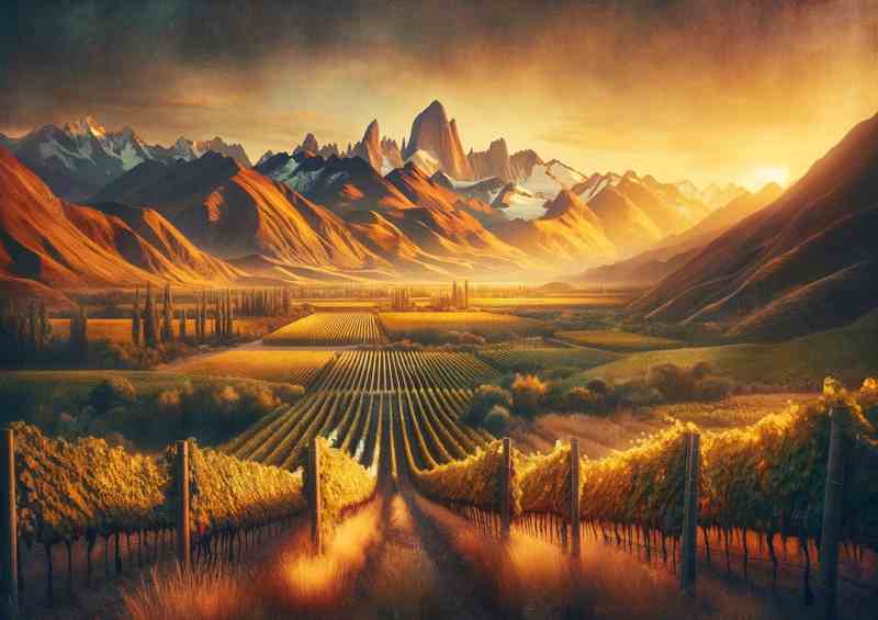Summer evening in the vineyards of Mendoza Argentina | Metal Poster