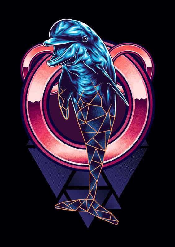 Geometric Dolphin | Metal Poster