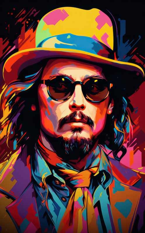 Johnny Depp with glasses and hat | Metal Poster