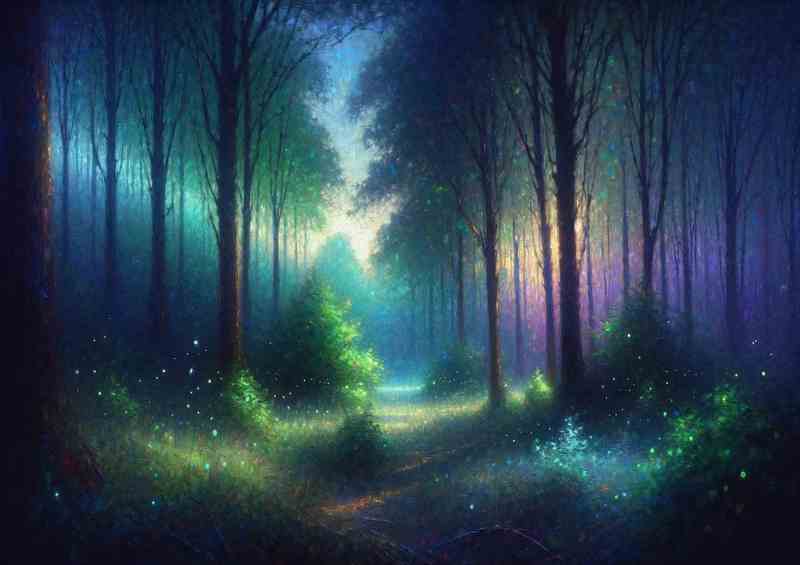 Mystical Twilight An Enchanted Forest Clearing | Metal Poster