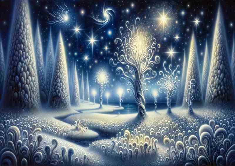 Silent Nights Beauty A Snowy Meadow | Metal Poster