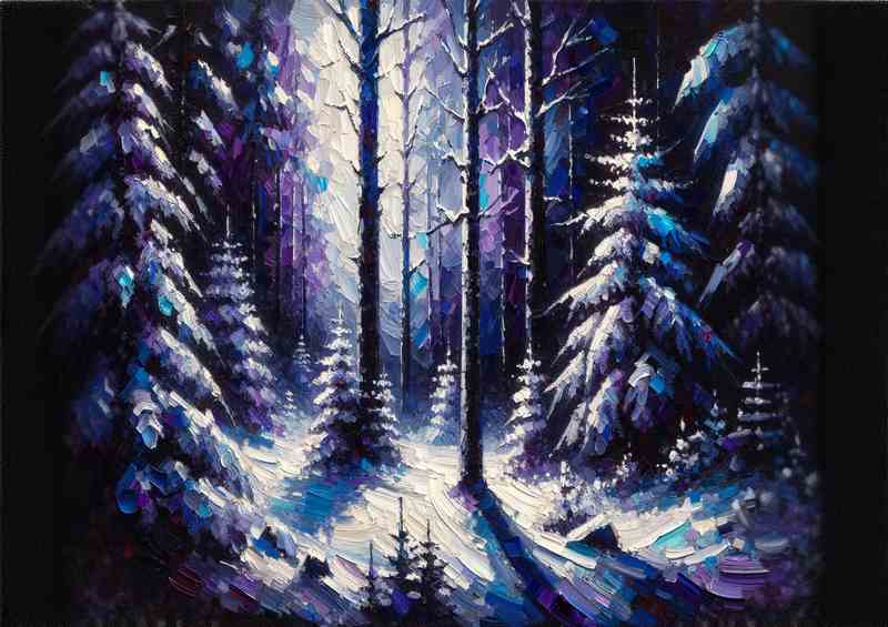 Whispering Pines Winter Forest in Expressionist Style | Metal Poster