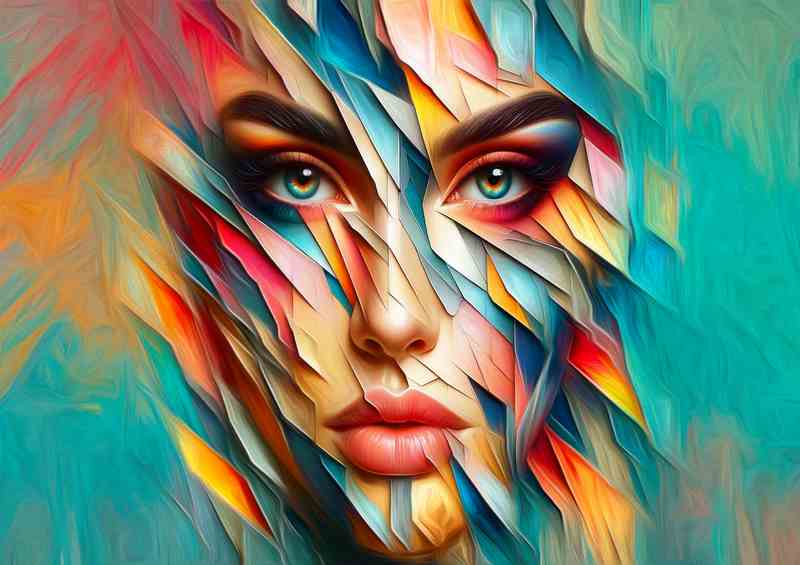 Abstract Fragmented Beauty Modern Art spiked face | Metal Poster
