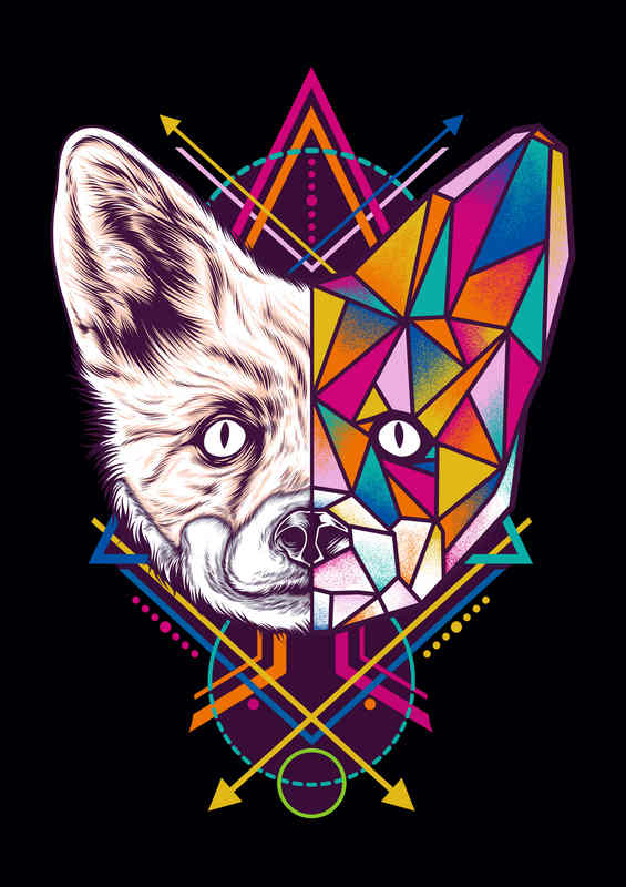 Geometric Fox | Metal Poster