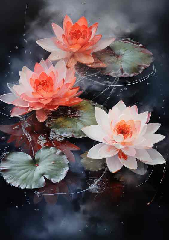 The Harmonious Blend Japanese Flora around Koi Ponds | Metal Poster
