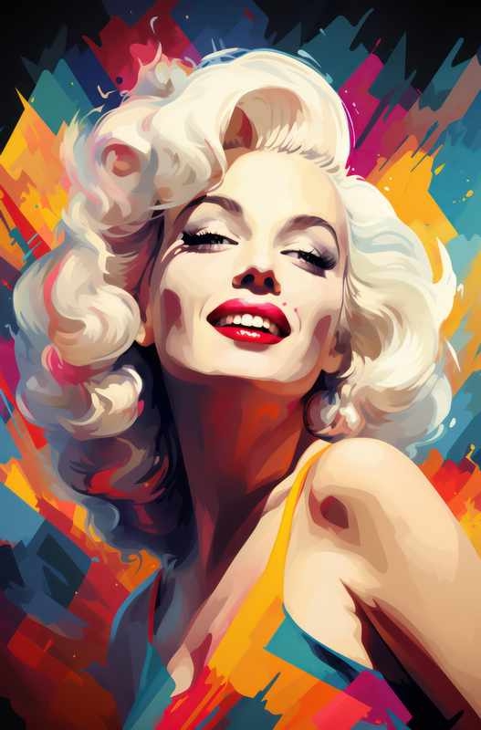 Marilyn Monroe in a geometric painting | Metal Poster