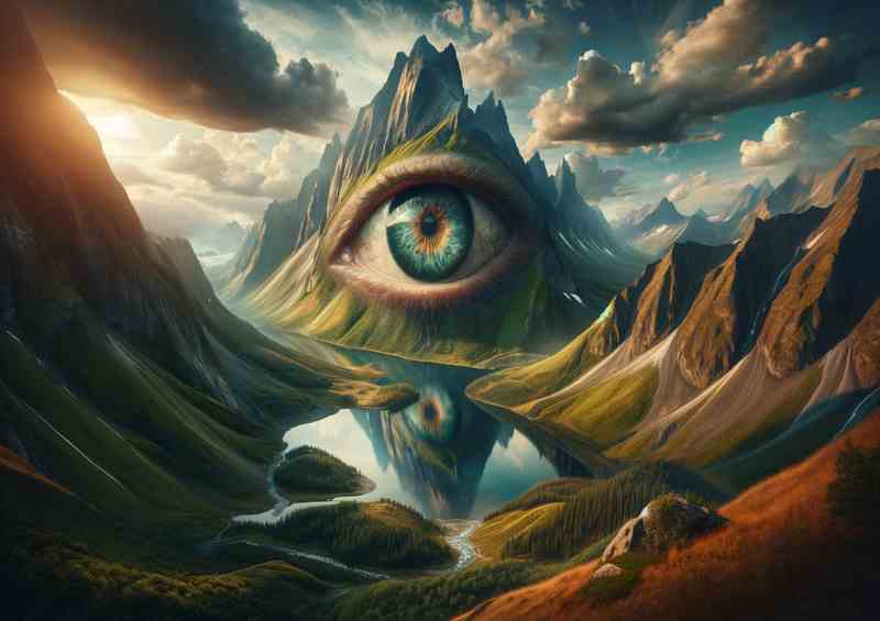 Mysterious Eye Mountain Landscape vision | Metal Poster