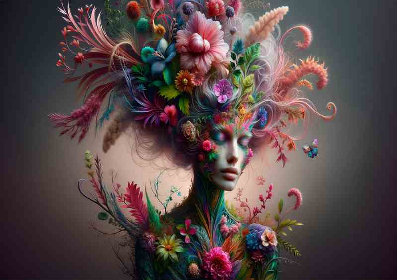 Vibrant Elegance Floral Fantasy Art | Metal Poster
