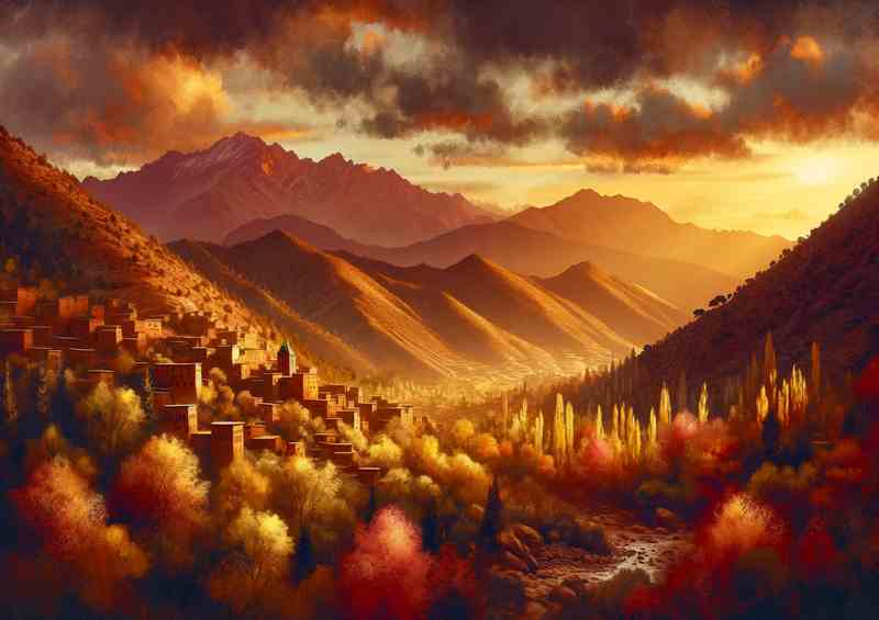 Autumn evening in the Atlas Mountains Morocco | Metal Poster