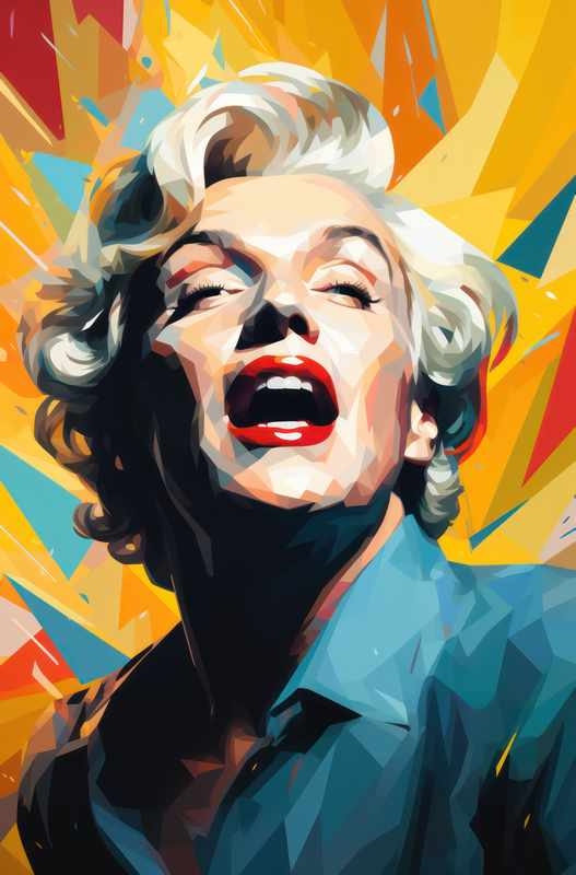 Marilyn Monroe in yellow blue paint style | Metal Poster