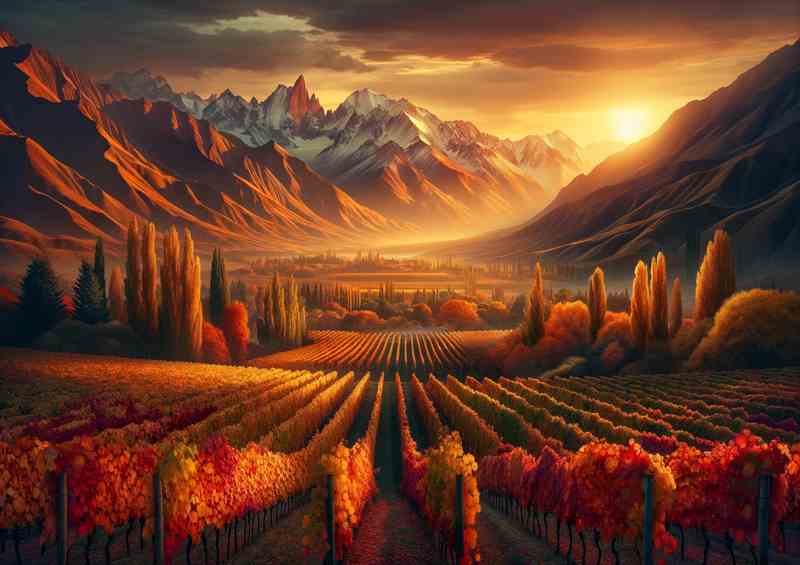Autumn evening in the vineyards of Mendoza Argentina | Metal Poster