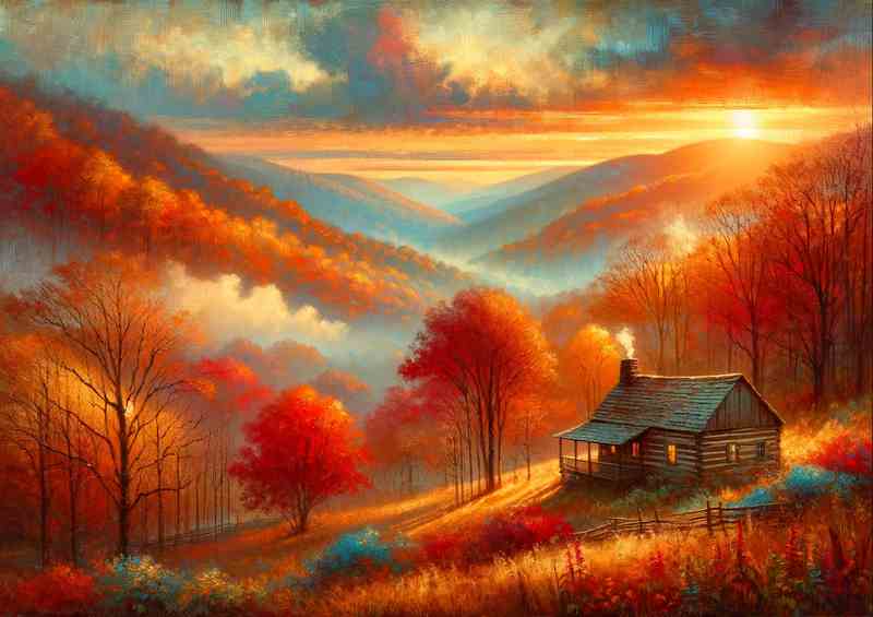 Autumn sunset in the Blue Ridge Mountains USA | Metal Poster