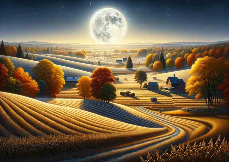 Harvest Moon Magic A Countryside Evening | Metal Poster